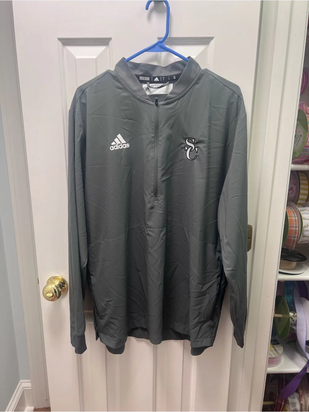 adidas Men's Charcoal Gray Quarter-Zip Training Pullover